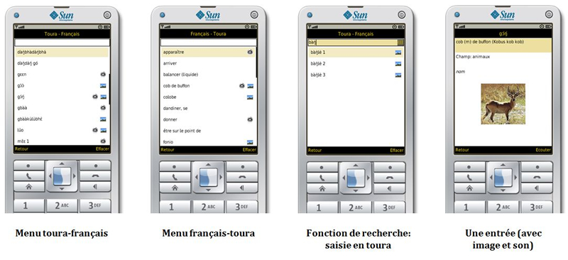 Tura-French mobile phone dictionary (demo version): screenshots